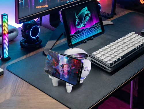 Altavoz Bluetooth Reloj Despertador Fm Diseño Robot Con Rgb