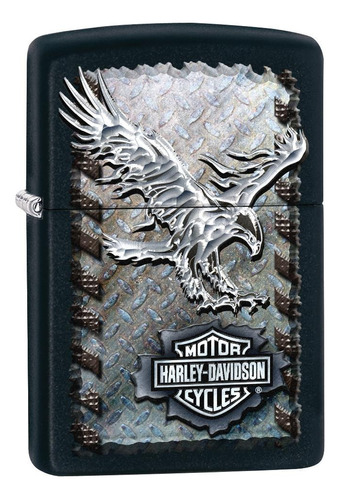 Encendedor Zippo Harley Davidson Aguila Negro Mate