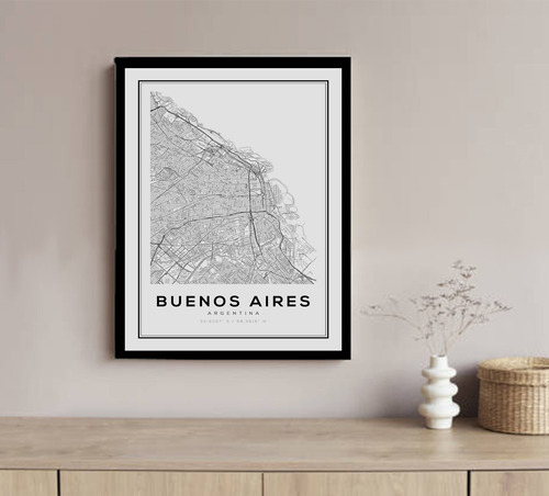 Cuadro Decorativo Mapa Buenos Aires 40x50cm