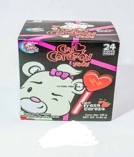 Paleta Corazon Palito Luminoso Brilla 24pz Glow Tipo Alien