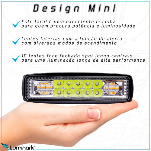 Imagem 6 de 7 de 1 Un Farol Milha Led C/ Strobo 48w Vermelho + Azul Policia