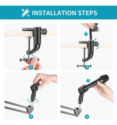 Soporte Brazo Microfono Condensador Para Grabación Estudio