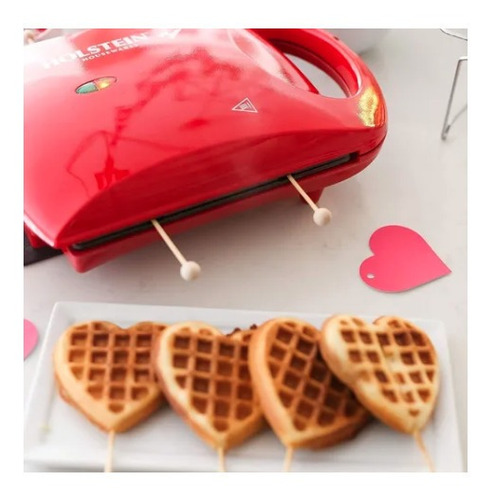 Wafflera Corazón Holstein Lila Antiadherente + Recetario