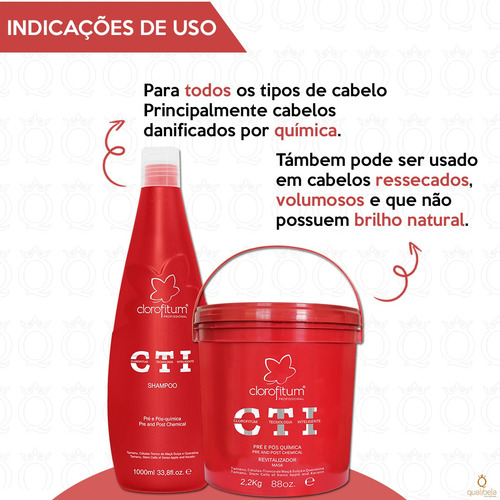 Kit Clorofitum Cti Shampoo 1000ml E Máscara Cti 2,2kg