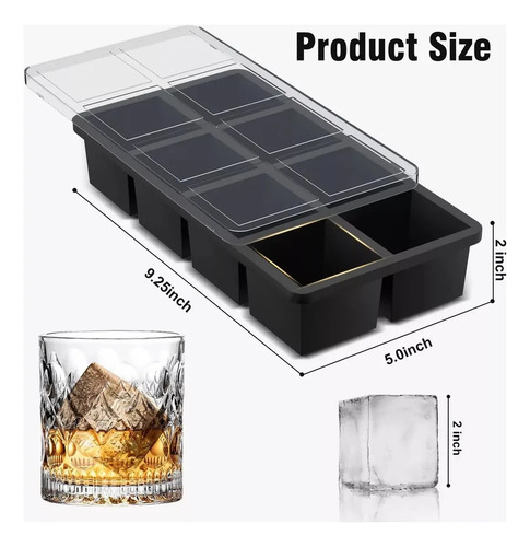Moldes Para Cubitos De Hielo De Silicona Apilables, Cuadrado