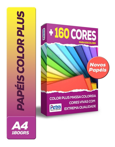 Papel Color Plus A4 - 180g/m2 Com 200 Folhas