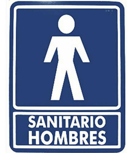 Lica 15h Cartel Sanitario De Hombres, Color Azul Con Blanco,