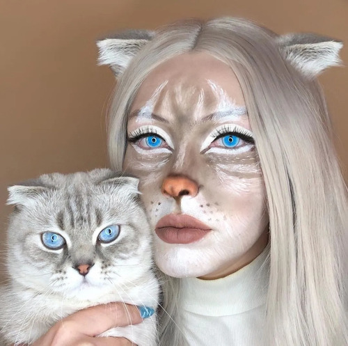 Pupilentes Ragdall Azul Ojo Gato Halloween Disfraz Cosplay