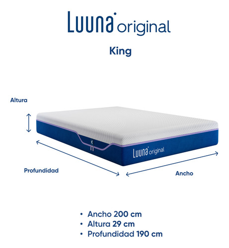 Colchón King Size Luuna Original Firme En Caja, Memory Foam