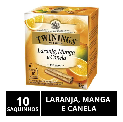 Chá Twinings, Caixa Com 10 Sachês, Laranja, Manga E Canela