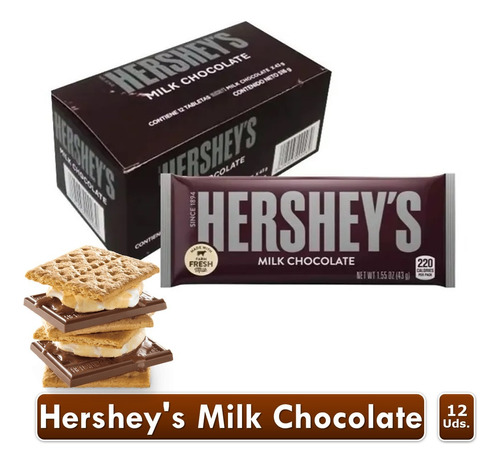 Chocolatina Hersheys Milk  43gr X 12