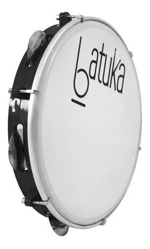 Imagem 2 de 4 de Pandeiro Batuka By Luen 10 Abs Preto Inox Pele Leitosa Novo