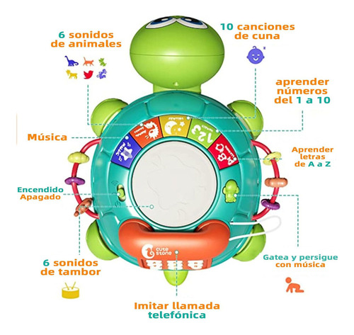 . Juguete Para Gatear Tortuga Sensorial Con Música