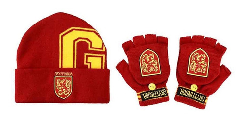 Imagen 2 de 4 de Harry Potter Beanie Y Guantes Gryffindor Hogwarts Originales