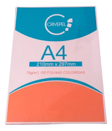 Papel Sulfite A4 75g Colorido Pacote 100 Folhas Crivepel