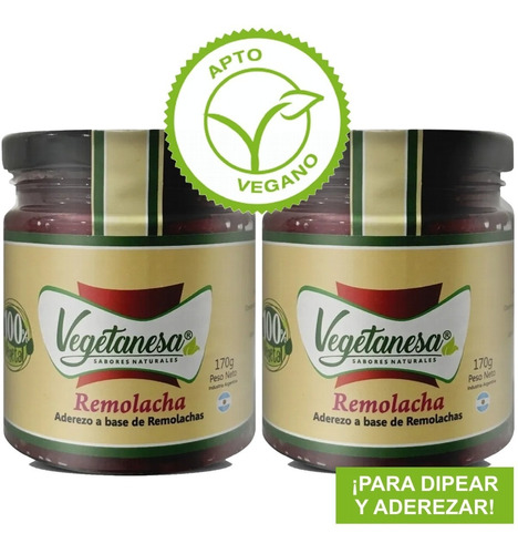 Aderezo Pasta Vegetal Ensaladas Vegano De Remolacha 170gr X2