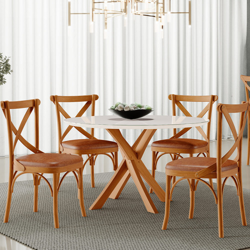 Kit 04 Cadeiras Para Sala de Jantar e Estar Living Estofada Ávila L02 Couríssimo Camel