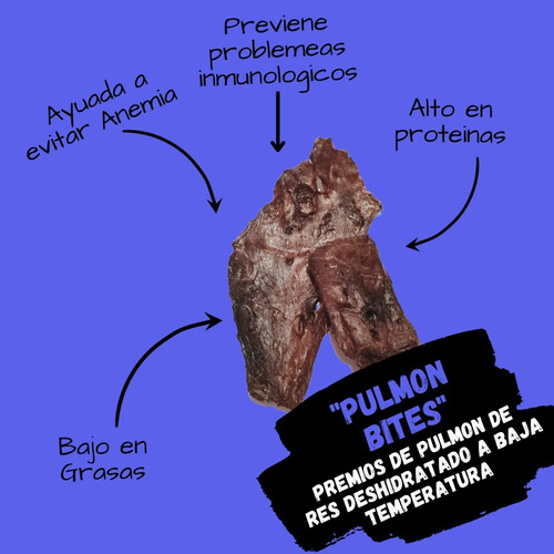 Premio Saludable Para Perros Pulmon De Res Deshidratado 70g