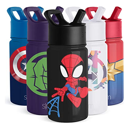 Botella De Agua Spiderman Para Niños | Tapa Con Pajita | Ace