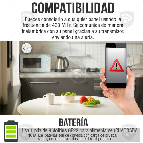 Imagen 3 de 8 de Detector Humo Sensores Inalambrico Alerta Sonido Casa Kit 4
