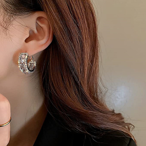 Pendientes Redondos Super Flash Con Diamantes Completos Para