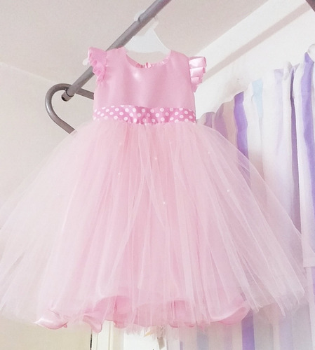 Vestido Beba Nena Fiesta Rosa Minnie Princesas. #2. 4. 6