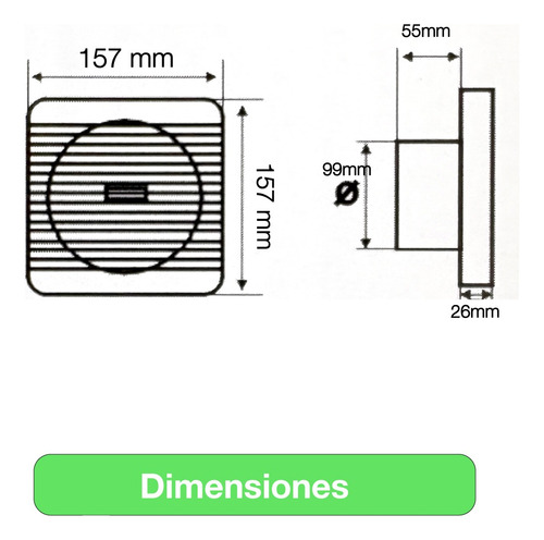 Pack 2 Extractor Aire 4 Pulgada Drl Cuadrado Baño Cocina Sec