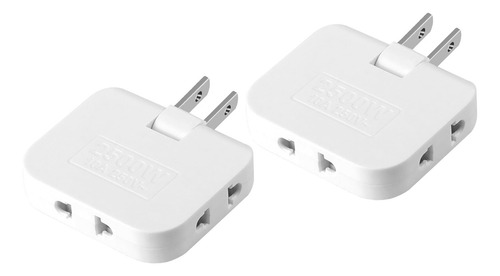 2 Enchufe Adaptador 10a 2500w Multiple Plano Universal