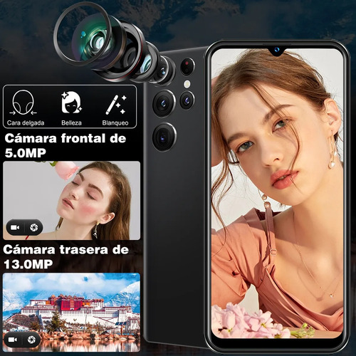 Teléfono 4gb Ram 64gb Dual Sim Soporte Expansión 256 Gb 6.517 Pulgadas Celular Con Reconocimiento Facial 6000mah Negro