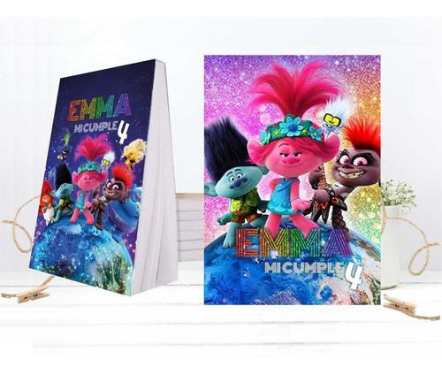 15 Anotadores Souvenir Trolls 2 10x15 Full Color 50 Hojas