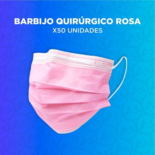 Imagen 3 de 10 de Barbijo Rosa Quirurgico Tapaboca Descartable X50u Tricapa