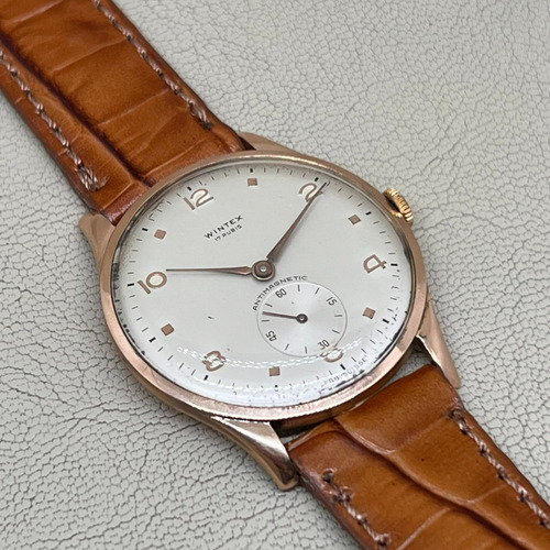 Antiguo Reloj Caballero Oro 18k Máquina Suiza Acuerda Wintex