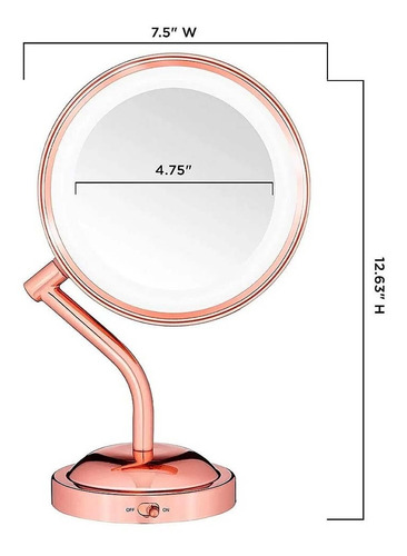 Imagen 4 de 6 de Espejo De Tocador Maquillaje Luz Led Y Aumento 1x/5x Conair