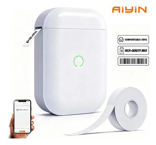 AIYIN Impressora De Etiquetas Portátil Bluetooth + 1 Rolo Papel 203Dpi 1500mAh Etiqueta Impressora Etiqueta Portátil Mini Impressora Comp...