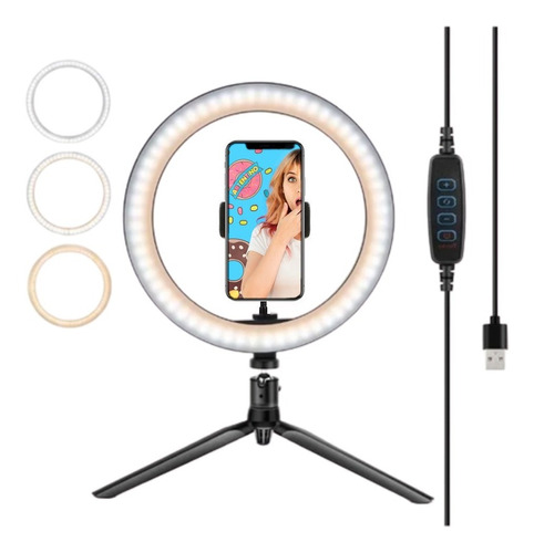 Imagen 1 de 10 de Led Ring Aro Luz Celular Tablet Maquillaje Selfie Video Foto