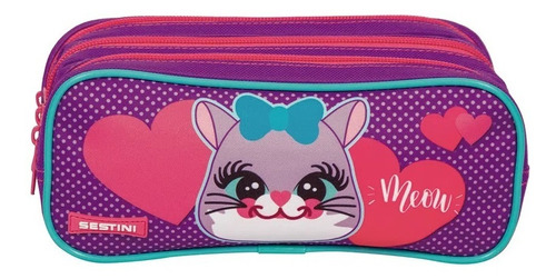 Imagem 10 de 10 de Kit Mochila Malinha Escolar Infantil Gatinha Cat 4 Rodinhas