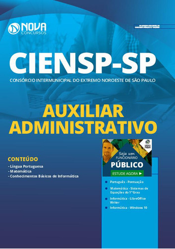 Apostila Concurso Ciensp-sp 2020 - Auxiliar Administrativo, De Professores Especializados., Edição 1 Em Português