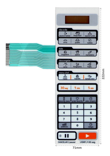 Imagem 2 de 3 de Membrana Teclado Microondas Midea Liva Mtas21 Mtas22