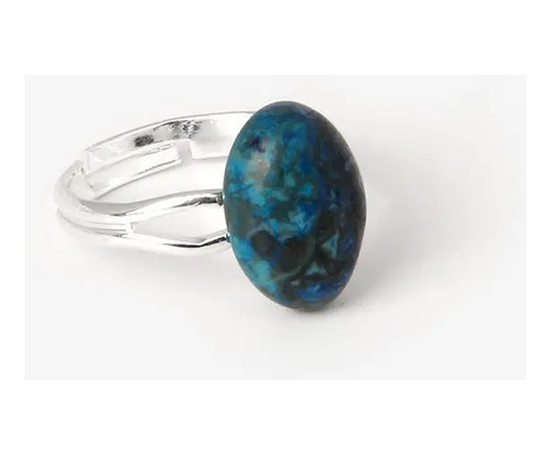 Anillo De Mujer Piedras Naturales Agata Azul