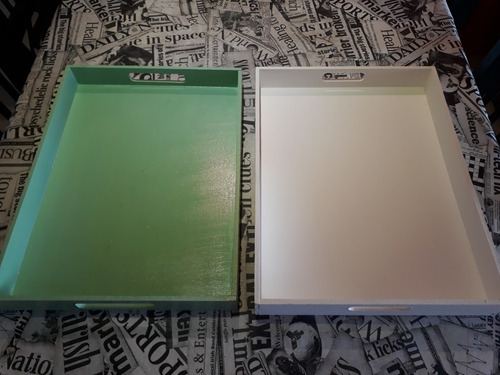 2 Bandejas Desayuno-merienda Fibrofácil Laqueadas - 40x30 Cm (Usado)