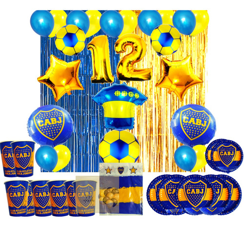 Combo Globos De Boca Juniors  Kit De Cumpleaños Completo