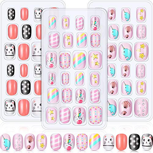 Kit De 72 Uñas Postizas Para Niños, Uñas Postizas Para Niñas