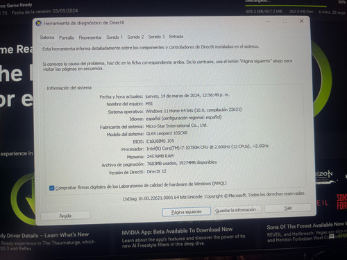 Portátil Msi Gl65 Negra + Ram Expandida (usado)