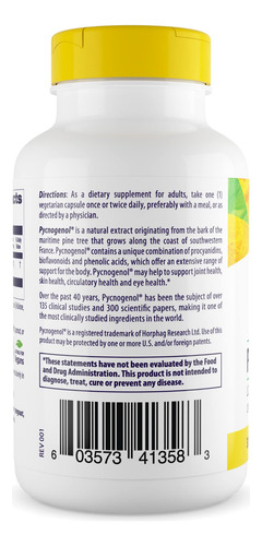 Healthy Origins Pycnogenol Veg Capsules, 30 Mg, 180 Count