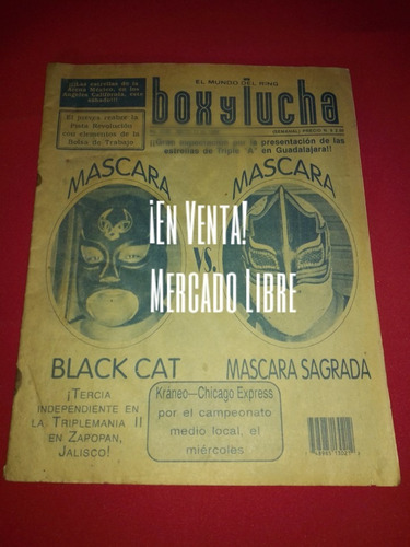 Revista Lucha Libre Máscaras Black Cat Vs Máscara Sagrada !!