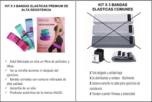 Imagen 4 de 10 de Bandas Elásticas Planas Cerradas En Tela Set X 3