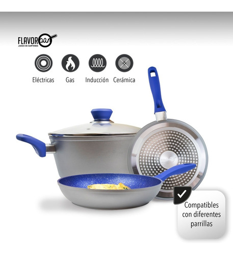 Imagen 5 de 6 de Juego Sartenes Stone Antiadherentes Tefal Zafiro Flavor Pan