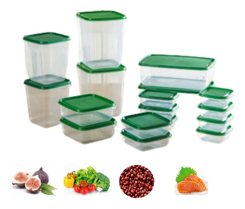 17-piece Green Food Storage Containers With Lids For Fridge 