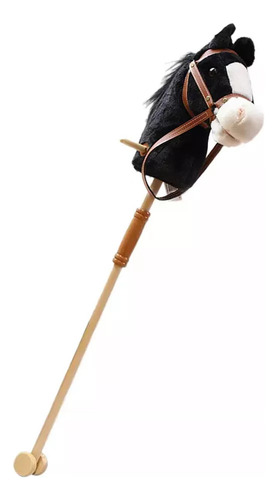 Para Caballo De Madera Con Palo, Juego De Negro Con Rodillo