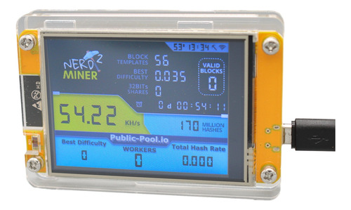 Ecrã Bitcoin Nerd Miner V2 55-56kh/s De 2,8 Polegadas Btc Ne